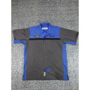 Red Kap Subaru Work Shirt Mens Large Grey Blue Short Sleeve Mechanic Evan
